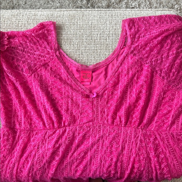 Torrid X Betsey Johnson Fit & Flare Puff Sleeve Mini Dress Pink Size 5X - Picture 13 of 14